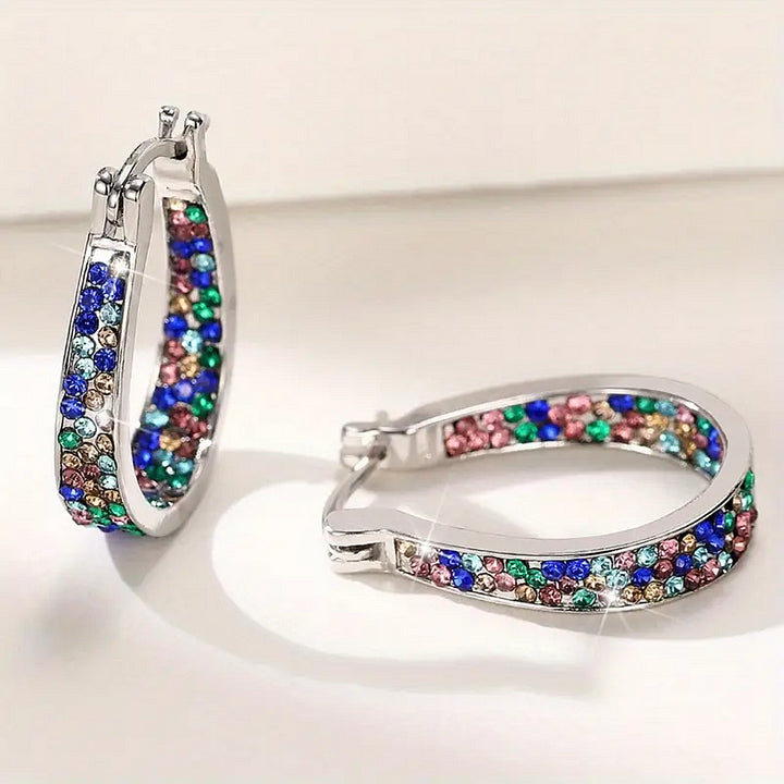 Niva Zia Multicolor Zircon Horseshoe Earrings for Women