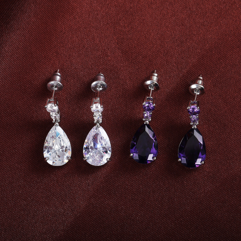 Niva Zia purple Teardrop Crystal Earrings