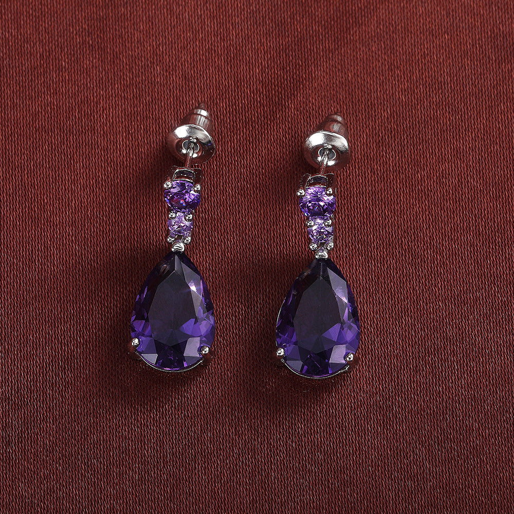 Niva Zia purple Teardrop Crystal Earrings
