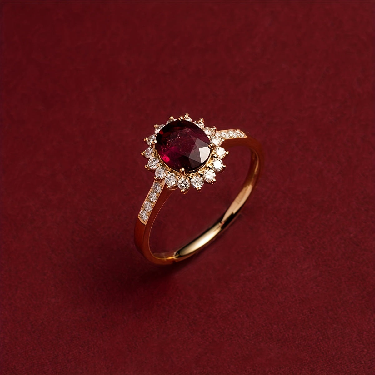 Niva Zia Vintage Red Crystal Gold Ring