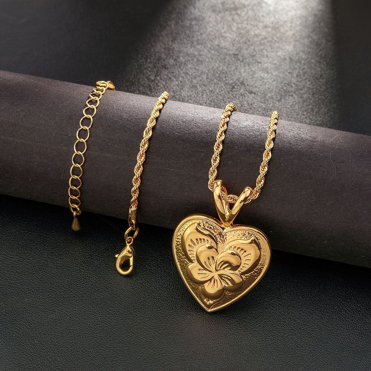Niva Zia Discount Today Hawaiian Style Plumeria Pattern Heart Twisted Chain Necklace