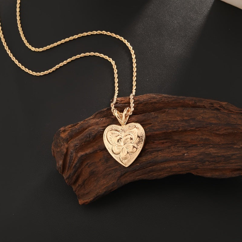 Niva Zia Discount Today Hawaiian Style Plumeria Pattern Heart Twisted Chain Necklace