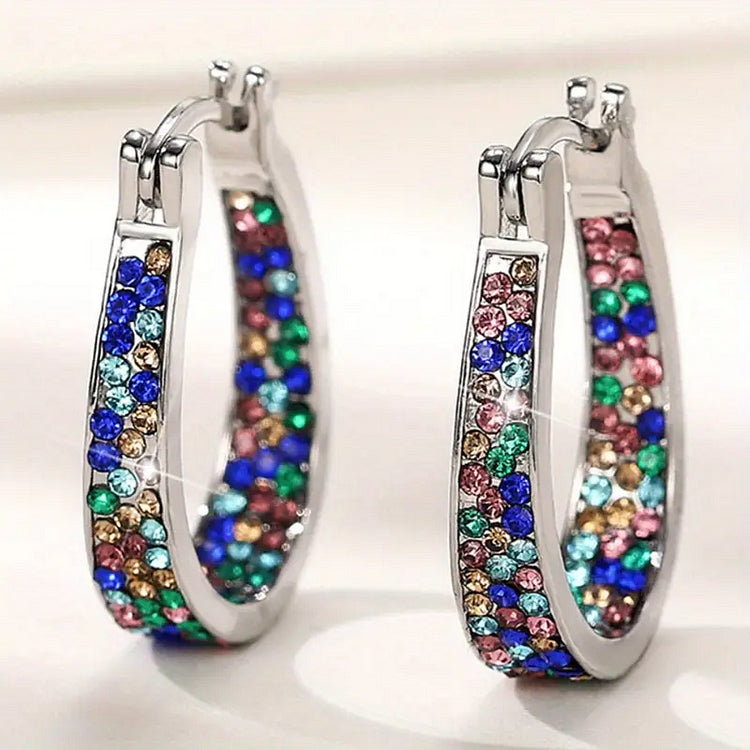 Niva Zia Multicolor Zircon Horseshoe Earrings for Women