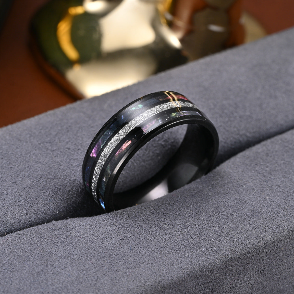 Silk Three-Line Double Shell Drip Oil Alloy Ring
