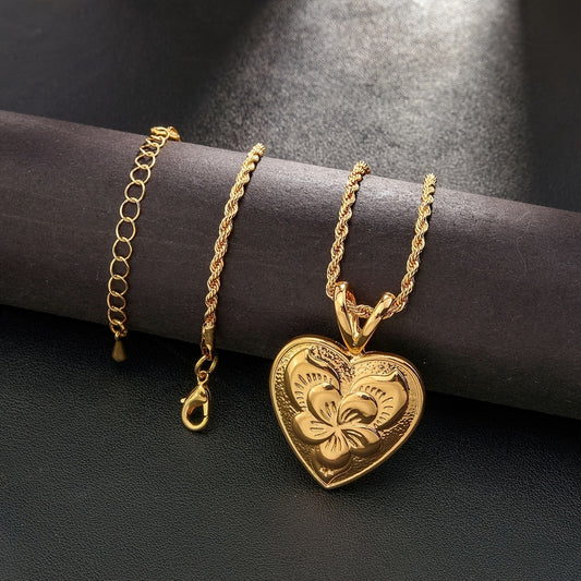 Niva Zia Discount Today Hawaiian Style Plumeria Pattern Heart Twisted Chain Necklace