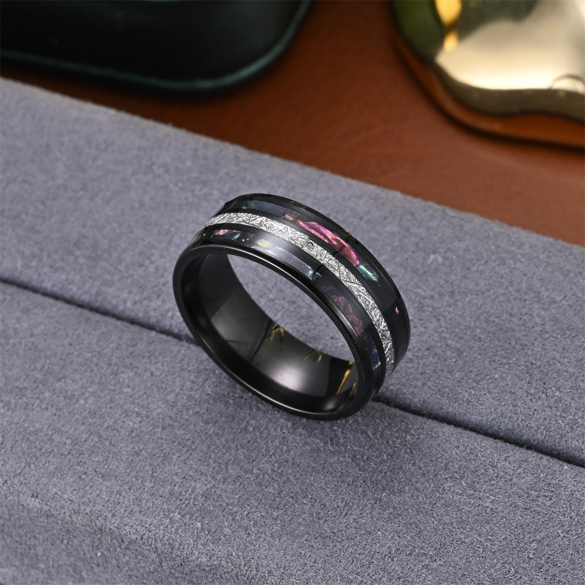 Silk Three-Line Double Shell Drip Oil Alloy Ring