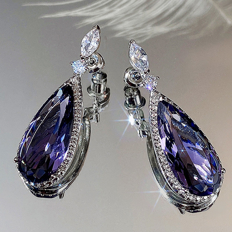 Niva Zia Purple Teardrop Crystal Earrings