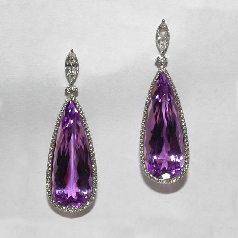 Niva Zia Purple Teardrop Crystal Earrings