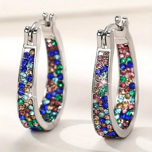Niva Zia Multicolor Zircon Horseshoe Earrings for Women